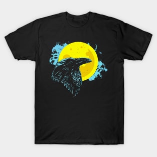 Crow With Moon Mystical Gothic Occult Raven T-Shirt